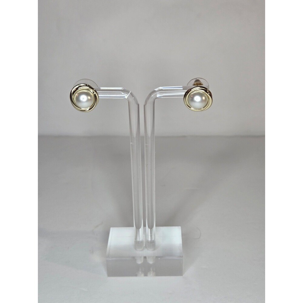 J Crew Gold Tone Post Earrings Faux Pearls - Picture 1 of 9